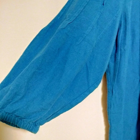 Soft Surroundings Size Large Blue 3/4 Sleeves Pleated Top Blouse - Picture 5 of 6